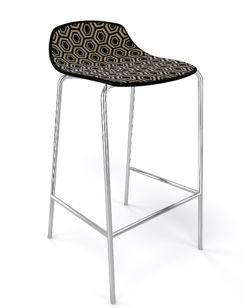 GABER - Barová židle ALHAMBRA nízká, černobéžová/chrom
