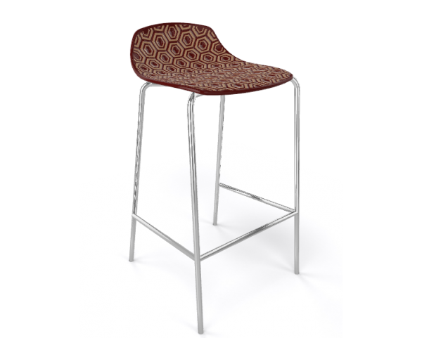Barová stolička ALHAMBRA nízka, hnedá/béžová/chróm