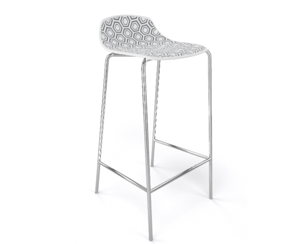 Barová stolička ALHAMBRA vysoká, biela/sivá/chróm