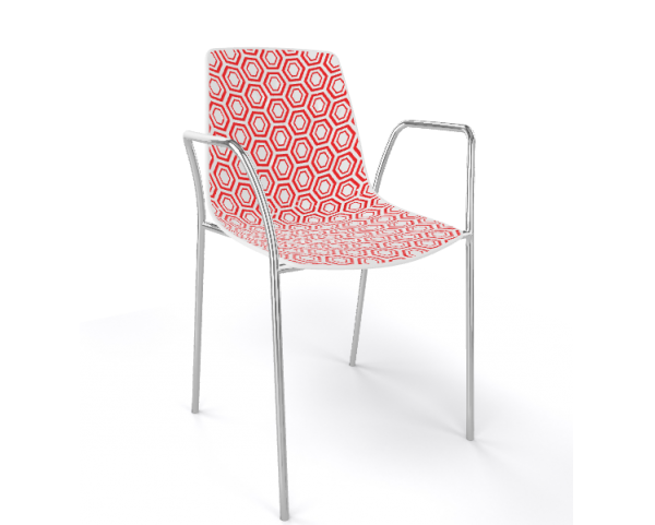 Chair ALHAMBRA TB, red and white/chrome