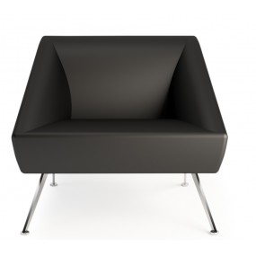 AMARCORD armchair with four-legged base in polished aluminium