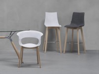Barová stolička ZEBRA ANTISHOCK NATURAL nízka - biela/buk - 3