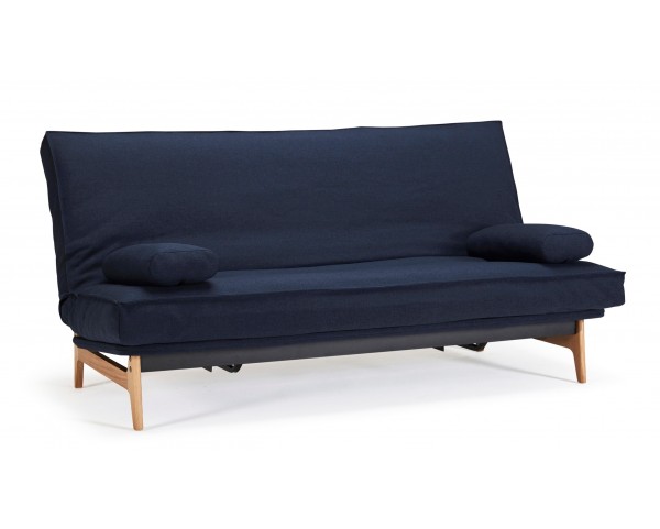Folding sofa ASLAK 140-200 dark blue - removable cover