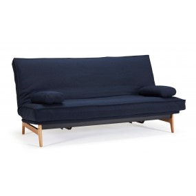 Folding sofa ASLAK 120-200 dark blue - removable cover