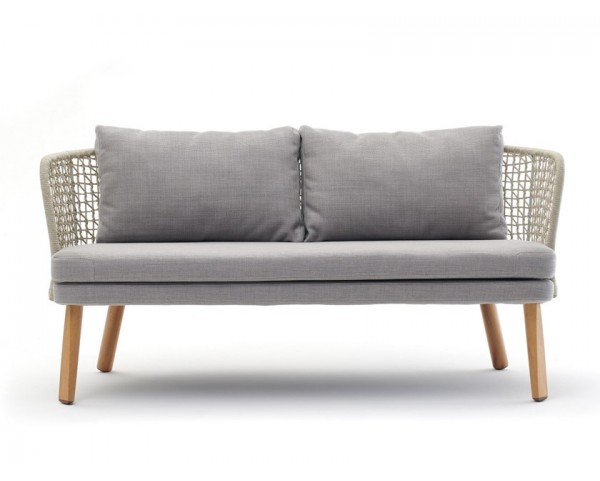 Two-seater sofa with wooden base EMMA