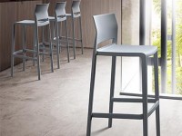 Barová stolička BAKHITA - nízka, sivá - 2