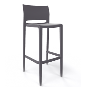 Barová stolička BAKHITA - vysoká, tmavosivá