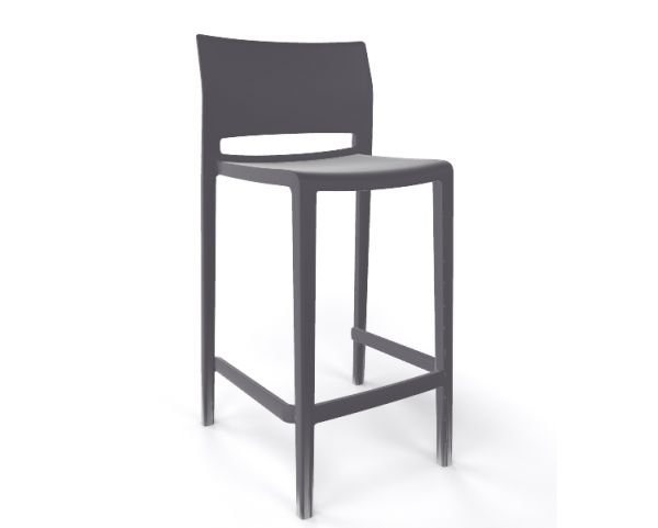 Barová stolička BAKHITA - nízka, tmavosivá