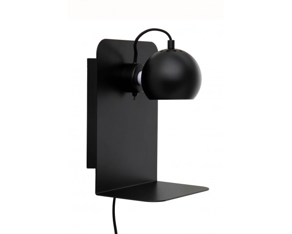 Nástenná lampa Ball s USB, matná čierna