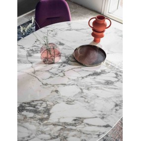 Folding table BARONE, ceramic/marble, Ø 125/175