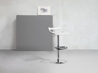 Barová stolička DIAVOLETTO - výškovo nastaviteľná, biela/chróm - 3