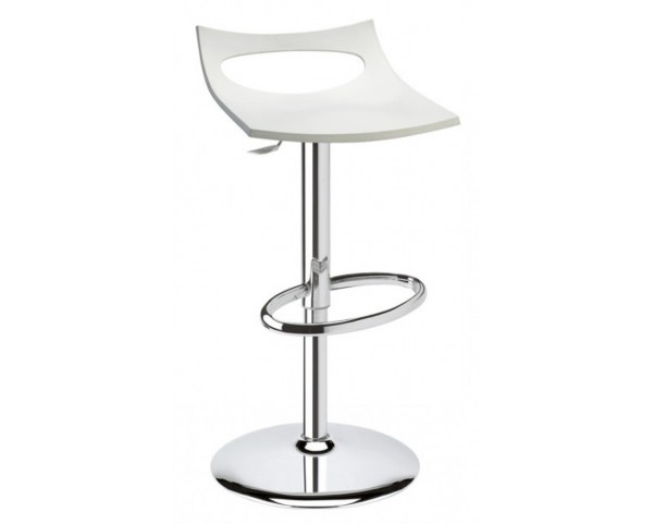 Barová stolička DIAVOLETTO - výškovo nastaviteľná, biela/chróm