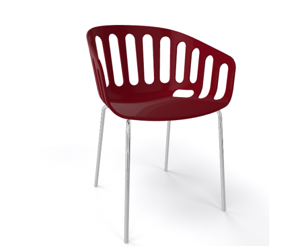 BASKET chair, burgundy/chrome