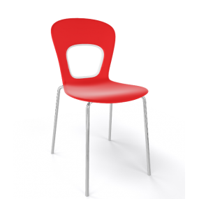 Stolička BLOG, červená/biela/chrómová