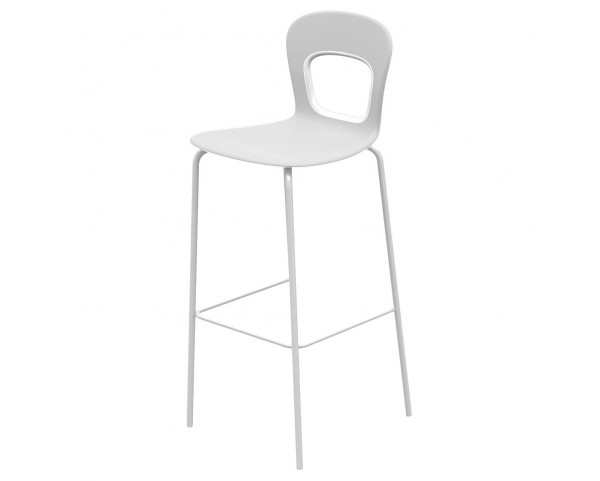 Barová židle BLOG - vysoká, bílošedá/chrom