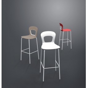 Barová stolička BLOG - vysoká, béžová/biela/chróm