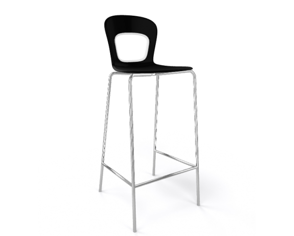 Barová židle BLOG - vysoká, černobílá/chrom