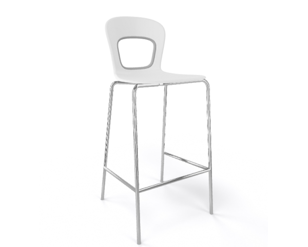Barová židle BLOG - nízká, bílošedá/chrom