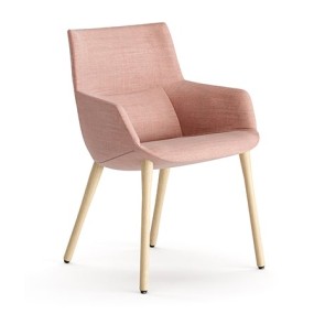 BOW chair with armrests and wooden base