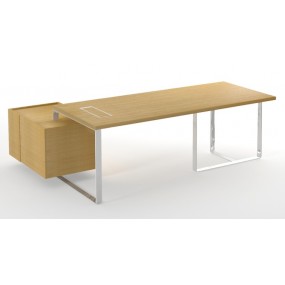 Office desk PLANA 244x150x75 with fixed container on the right side