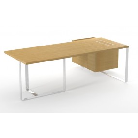 Office desk PLANA 204x150x75 with fixed container on the left side