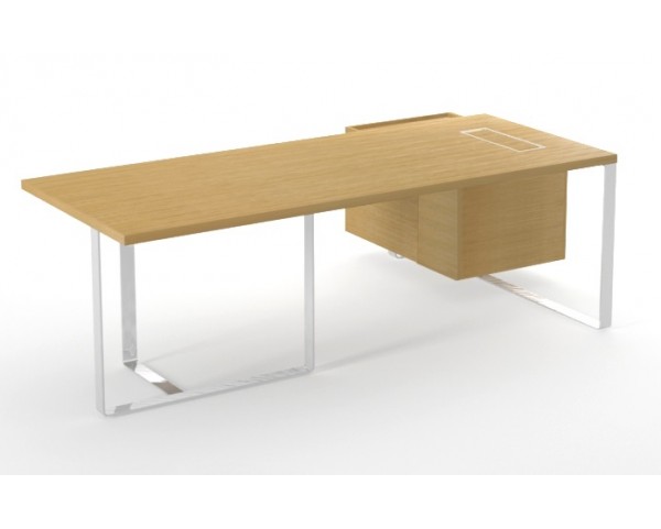 Office desk PLANA 244x150x75 with fixed container on the left side
