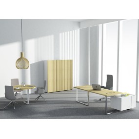 Kancelársky stôl PLANA 204x150x75 s pevným kontajnerom na ľavej strane