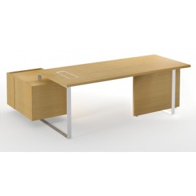 Office desk PLANA 244x150x75 with modesty panel and fixed container on the right side