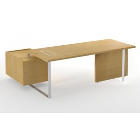 Office desk PLANA 204x150x75 with modesty panel and fixed container on the right side