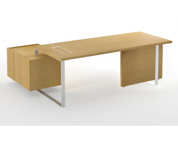 Kancelářský stůl PLANA 204x150x75 s modesty panelem a fixním kontejnerem na pravé straně