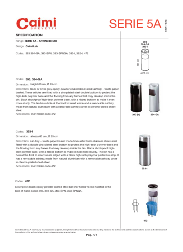 Odpadkový koš s popelníkem Serie Caimi Brevetti Alax.pdf