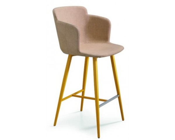 Dvoubarevná čalouněná barová židle CALLA s kovovou podnoží