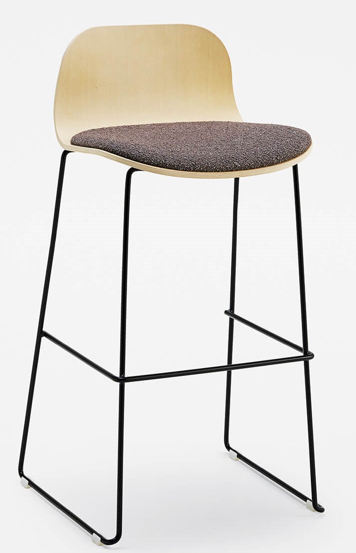 Levně CANTARUTTI - Barová židle BABA - s ližinovou podnoží a čalouněným sedákem