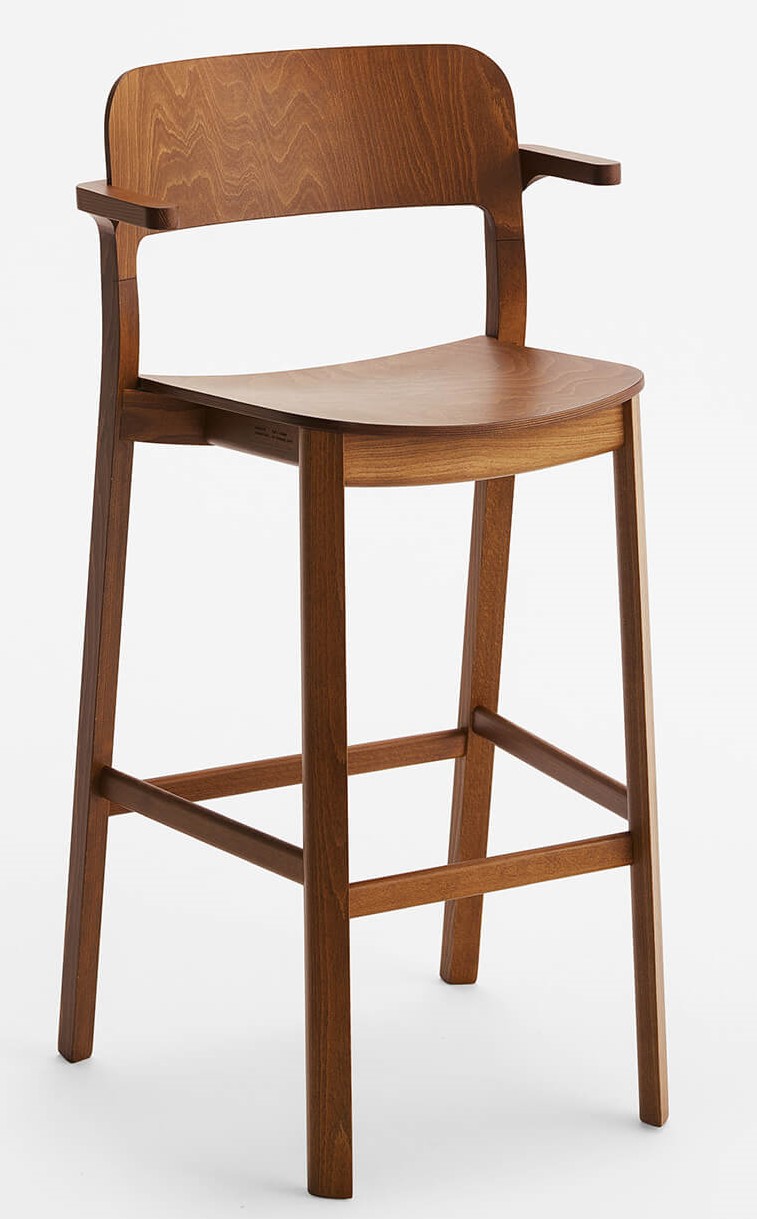 Levně CANTARUTTI - Barová židle HART 3.14.0 - s područkami dřevěná