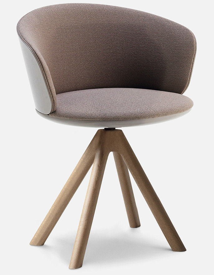 Levně CANTARUTTI - Otočná židle PALMO B.05.0/W - s dřevěnou podnoží
