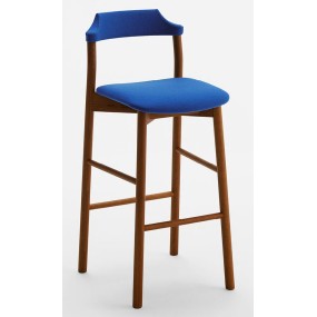 YUMI bar stool - with upholstered seat and backrest