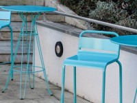 BIARRITZ nízka hliníková barová stolička - biela - 2