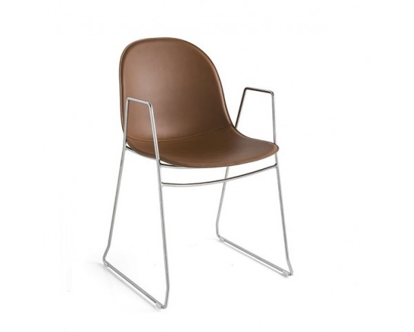 Academy chair with armrests, leather
