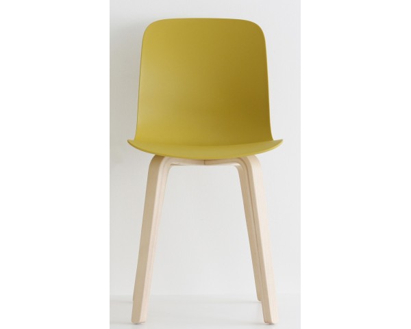 SUBSTANCE chair with wooden base - ash / mustard