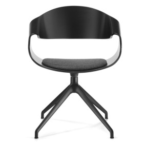 CHANTAL swivel chair with lacquered shell and metal base