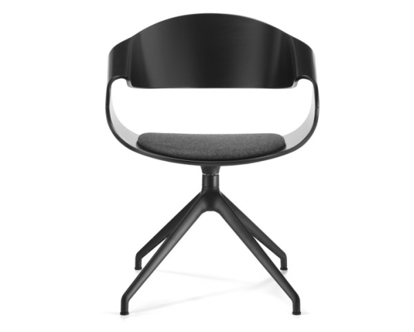 CHANTAL swivel chair with lacquered shell and metal base