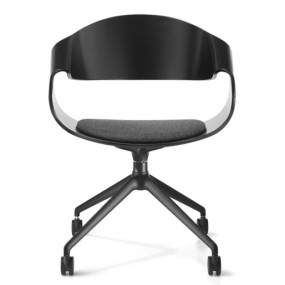 CHANTAL swivel chair with lacquered shell and castors