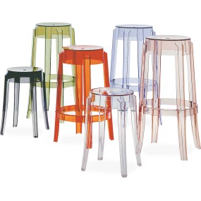 Charles Ghost low bar stool, white