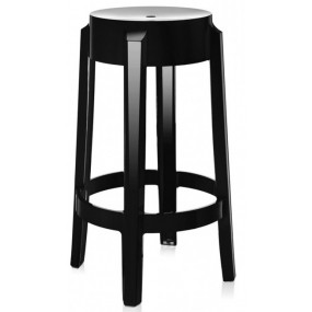 Charles Ghost low bar stool, black