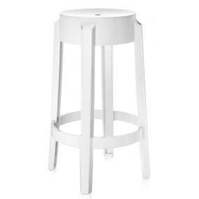 Charles Ghost low bar stool, white