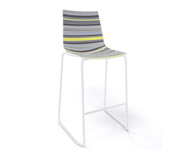 Barová židle COLORFIVE ST - nízká, šedožlutá/chrom