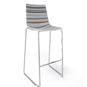 Barová stolička COLORFIVE ST - vysoká, sivá/béžová/chróm