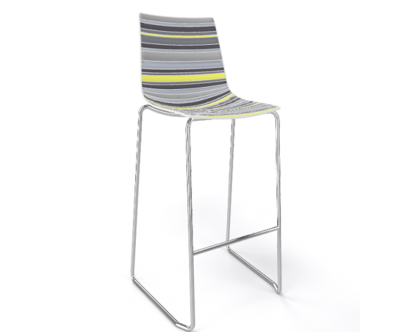 Barová židle COLORFIVE ST - vysoká, šedožlutá/chrom