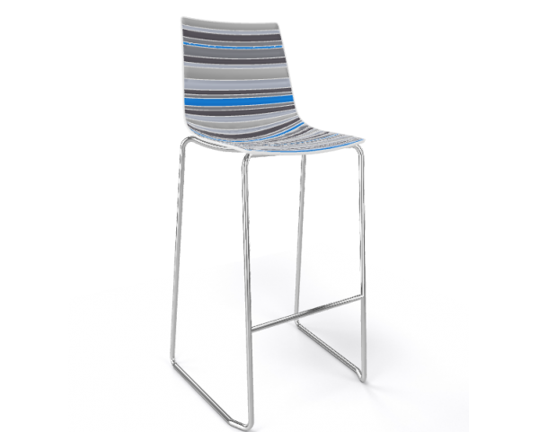Barová židle COLORFIVE ST - vysoká, šedomodrá/chrom
