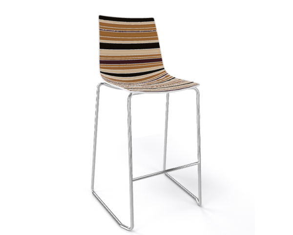 Barová stolička COLORFIVE ST - nízka, hnedá/béžová/chróm